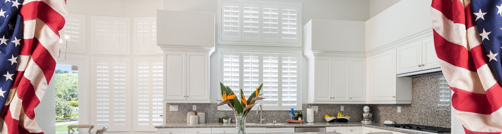 White Polywood shutters in a cozy white and wooden features in a medium size living room 